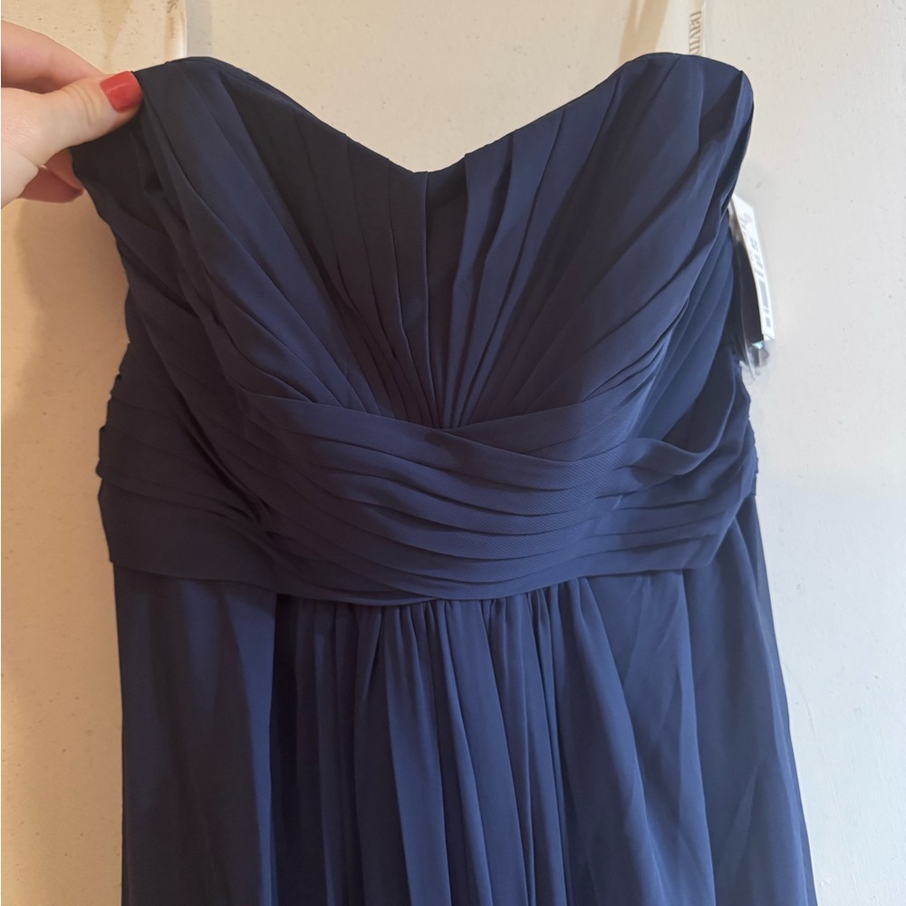 David’s Bridal Navy Blue Bridesmaid Dress